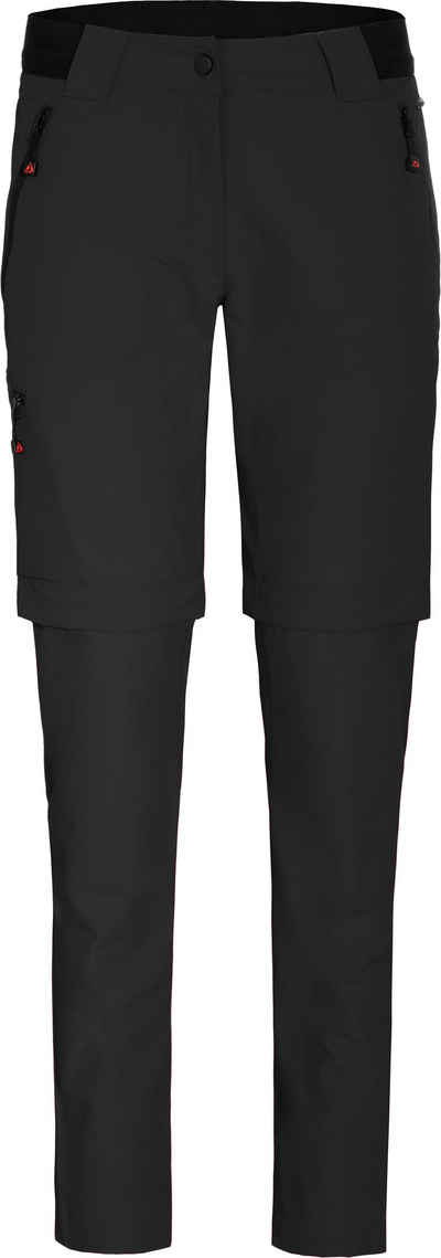 Bergson Zip-off-Hose VIDAA COMFORT Zipp Off (slim) Damen Wanderhose, leicht strapazierfähig, Normalgrößen, schwarz