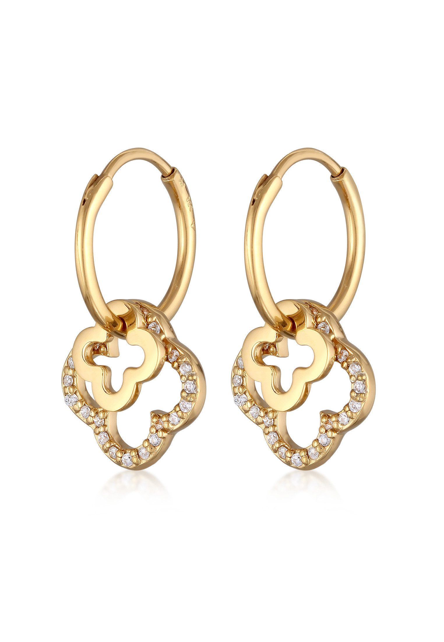 Elli Paar Creolen Creolen Kleeblatt Zirkonia Brillantschliff Weiß 925 Sterl günstig online kaufen