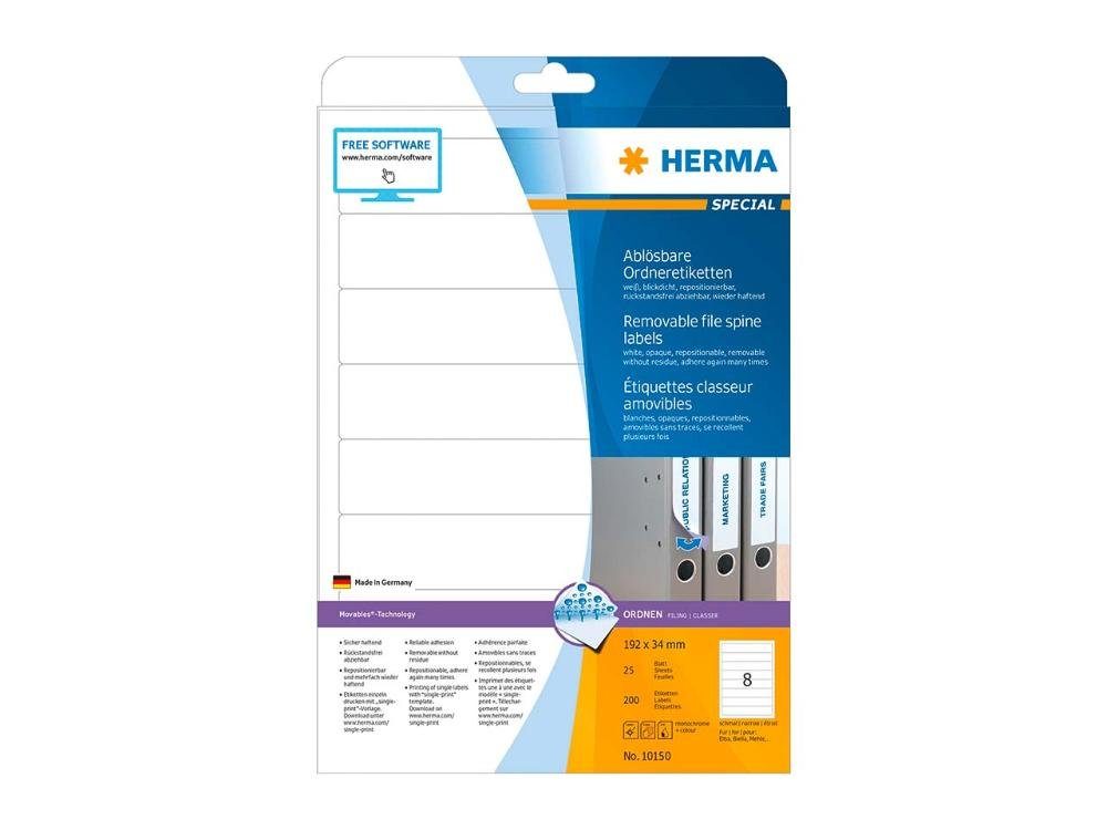 HERMA Aktenordner 200 HERMA Ordnerrückenschilder 34 x 192 mm