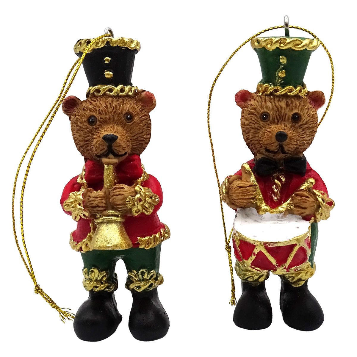 Logbuch-Verlag Dekofigur Set 2 Weihnachtsanhänger Bären mit Instrumenten – Christbaumschmuck