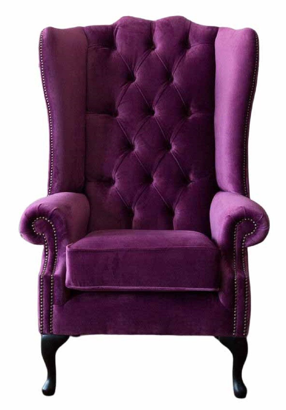 Xlmoebel Ohrensessel Violetter Chesterfield-Stoffsessel mit eleganter Polsterung (Sessel), Hergestellt in Europa
