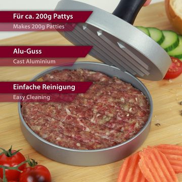 natumo Burgerpresse Antihaft - für Fleisch-Pattys & Gemüsepatties -, Alu-Guss