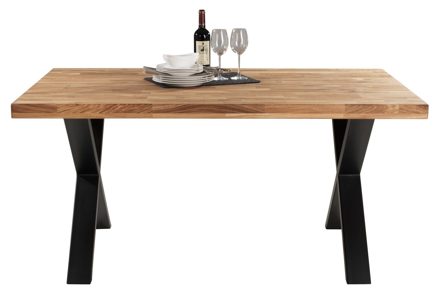 Vito Esstisch SIGA, Eiche massiv, Metallgestell, B 160 x T 100 cm