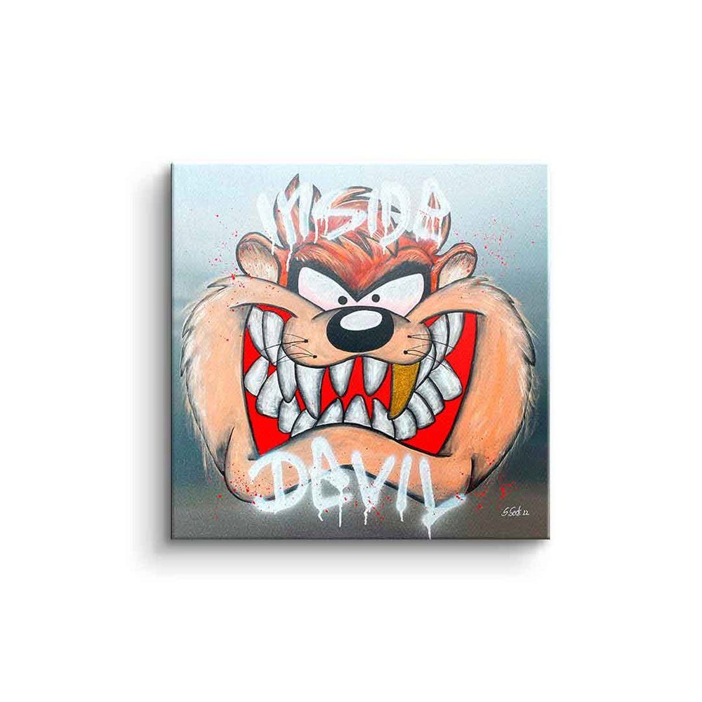 DOTCOMCANVAS® Leinwandbild Inside Devil, Leinwandbild Looney Tunes Tasmanischer Teufel Comic Cartoon Wandbild