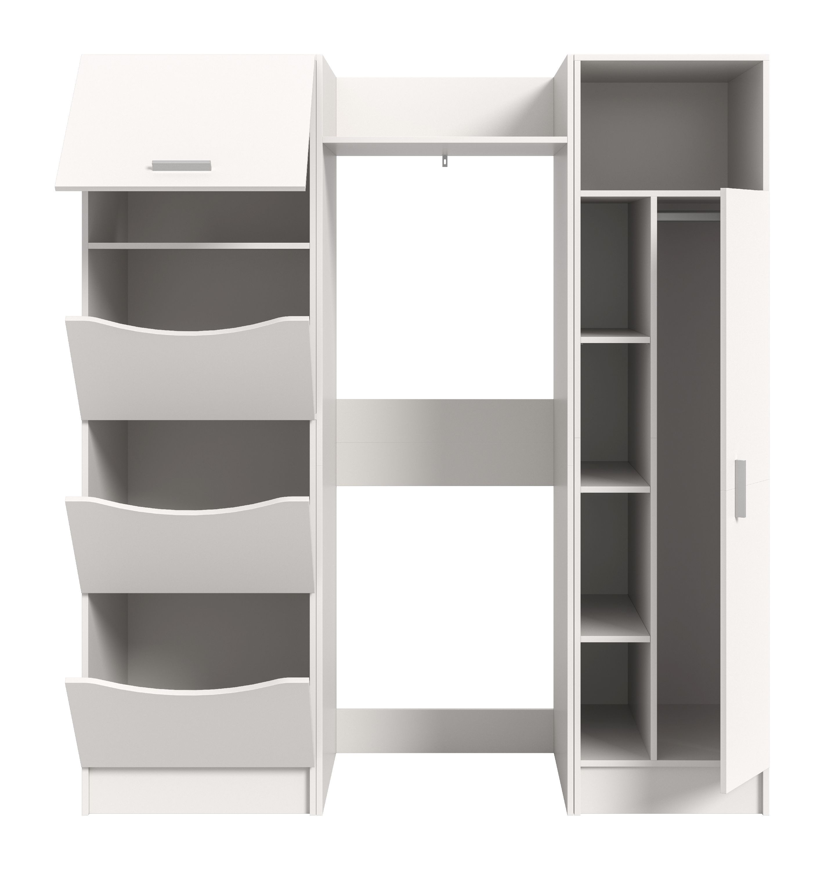 xonox.home Aufsatzschrank (3tlg. Set inkl. Wäscheschrank, Waschmaschinenschrank, Universals) weiß Nachbildung Melamin beschichtet modern 176x195x68 cm