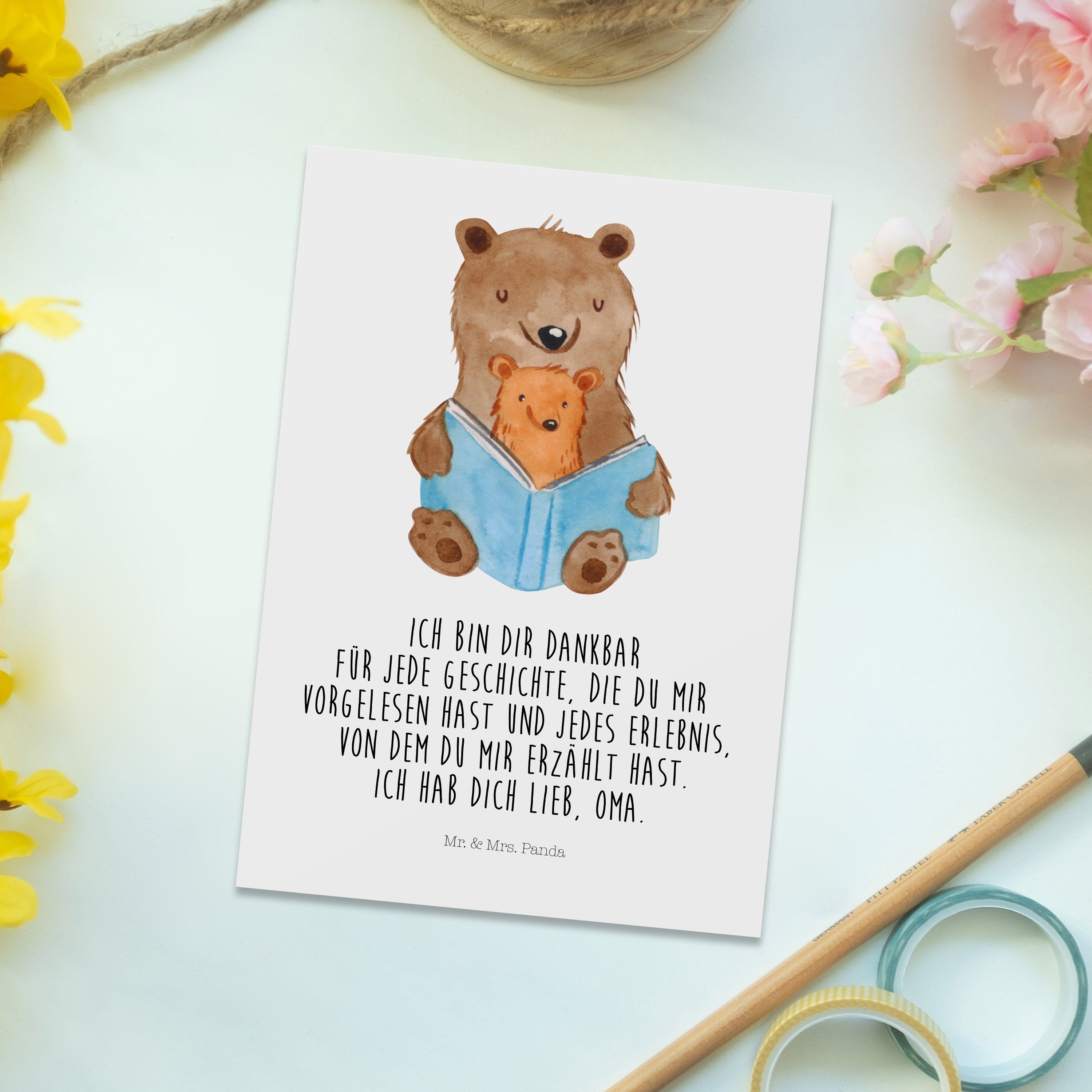 Weiß Geburtstagskarte, & Mr. - Mrs. Muttertag, Grußkarte - Geschenk, Postkarte Bären Buch Panda