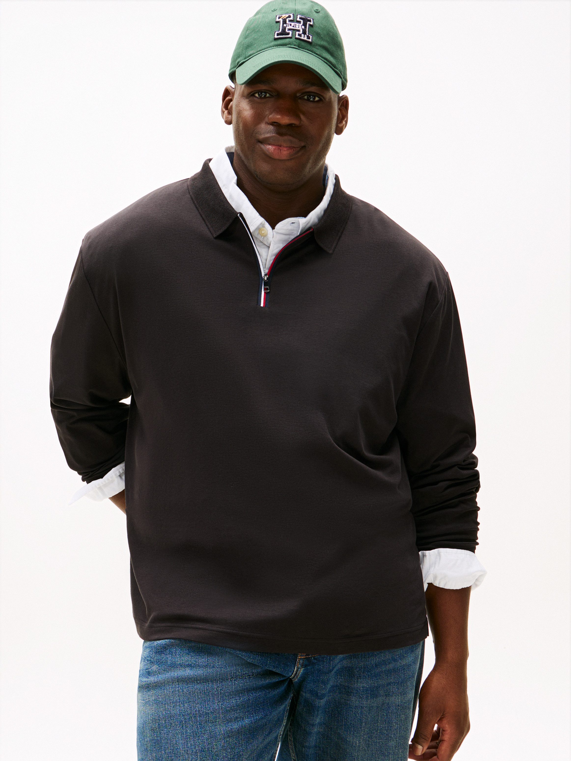 Tommy Hilfiger Big & Tall Langarm-Poloshirt ZIP INTERLOCK POLO Große Größen günstig online kaufen