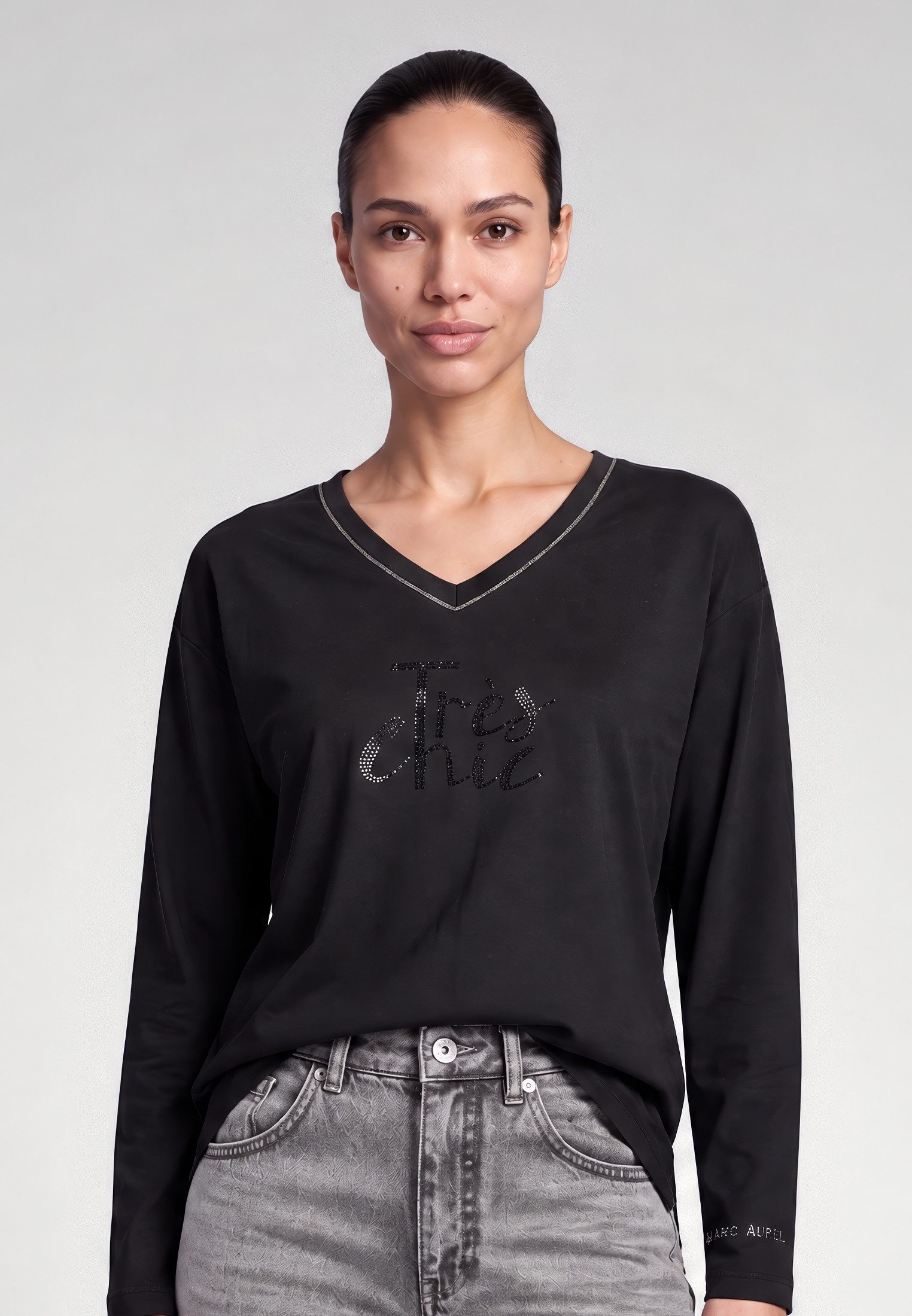 MARC AUREL Langarmshirt mit Schriftzug