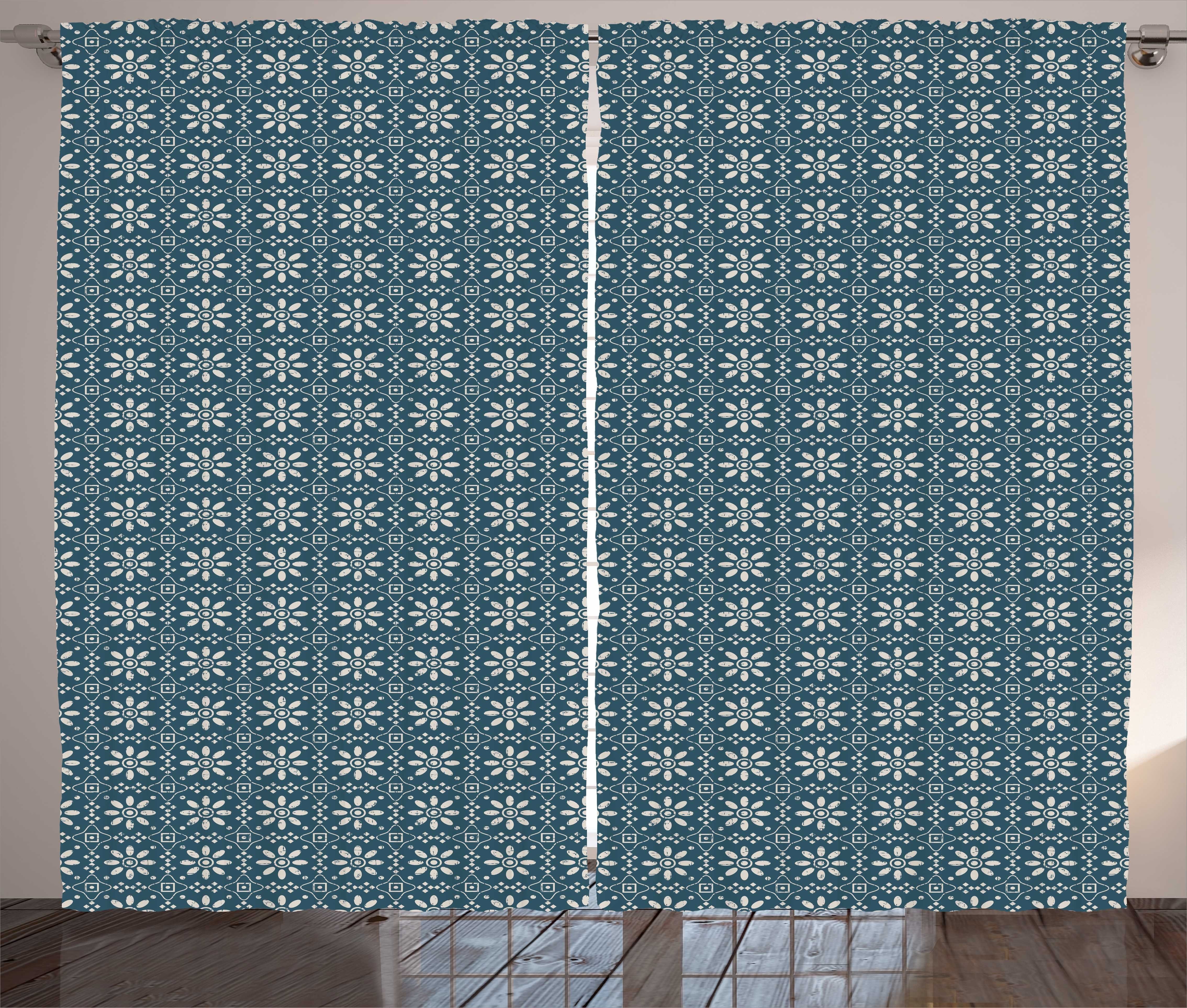 Gardine Schlafzimmer Kräuselband Vorhang mit Schlaufen und Haken, Abakuhaus, Jahrgang Blühende Blumen mit Punkten