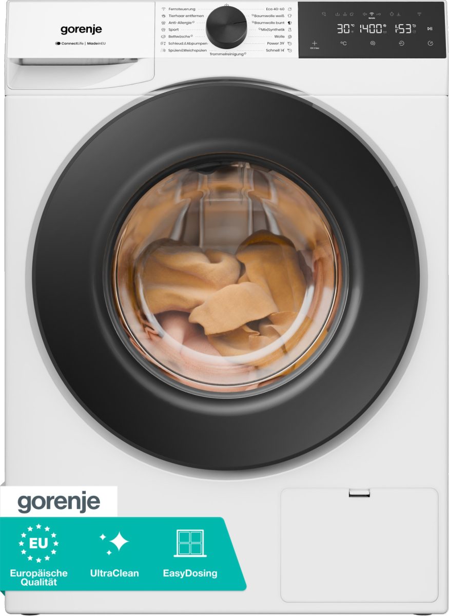 GORENJE Waschmaschine G400 Wave G4S74A21, 7 kg, 1400 U/min, 20% besser als Energieklasse A, Trommelreinigungsprogramm
