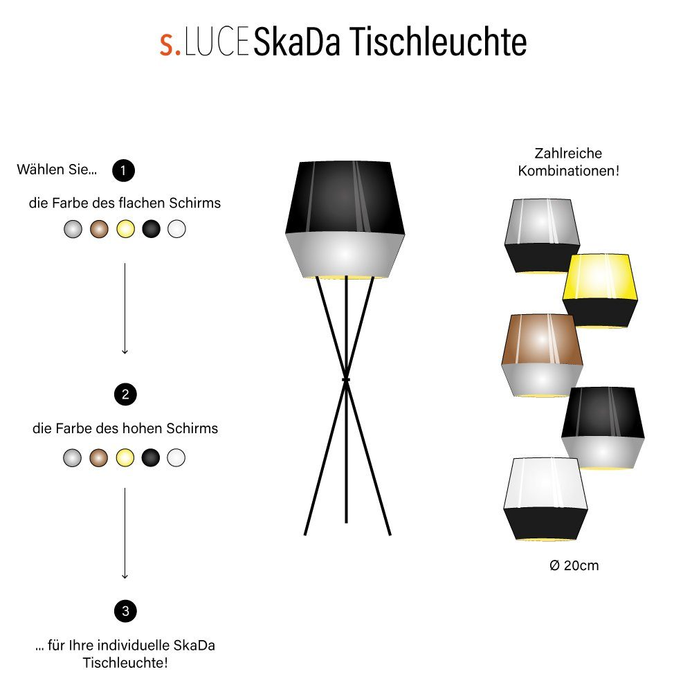 SkaDa Kupfer/Weiß, Tischleuchte s.luce Individuelle Warmweiß Tischleuchte Ø 20cm