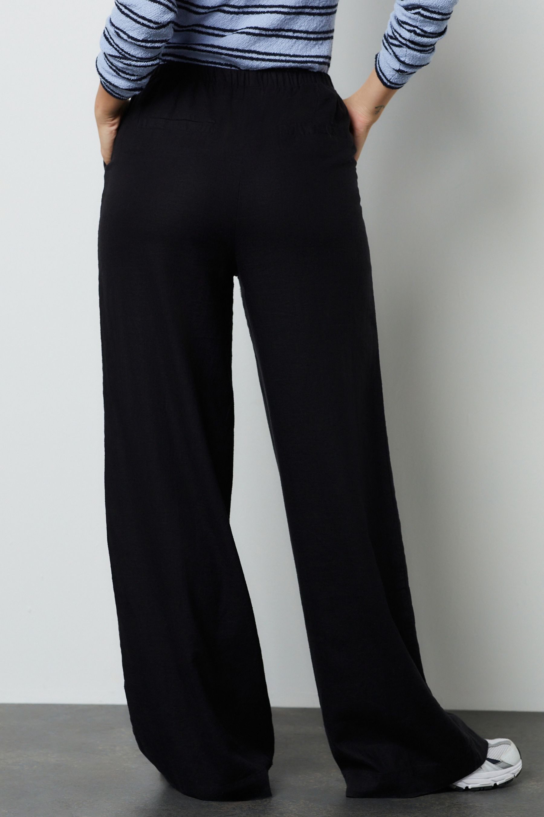 Next Palazzohose Hose mit weitem Bein aus Leinenmischung, Kurzgröße (1-tlg)