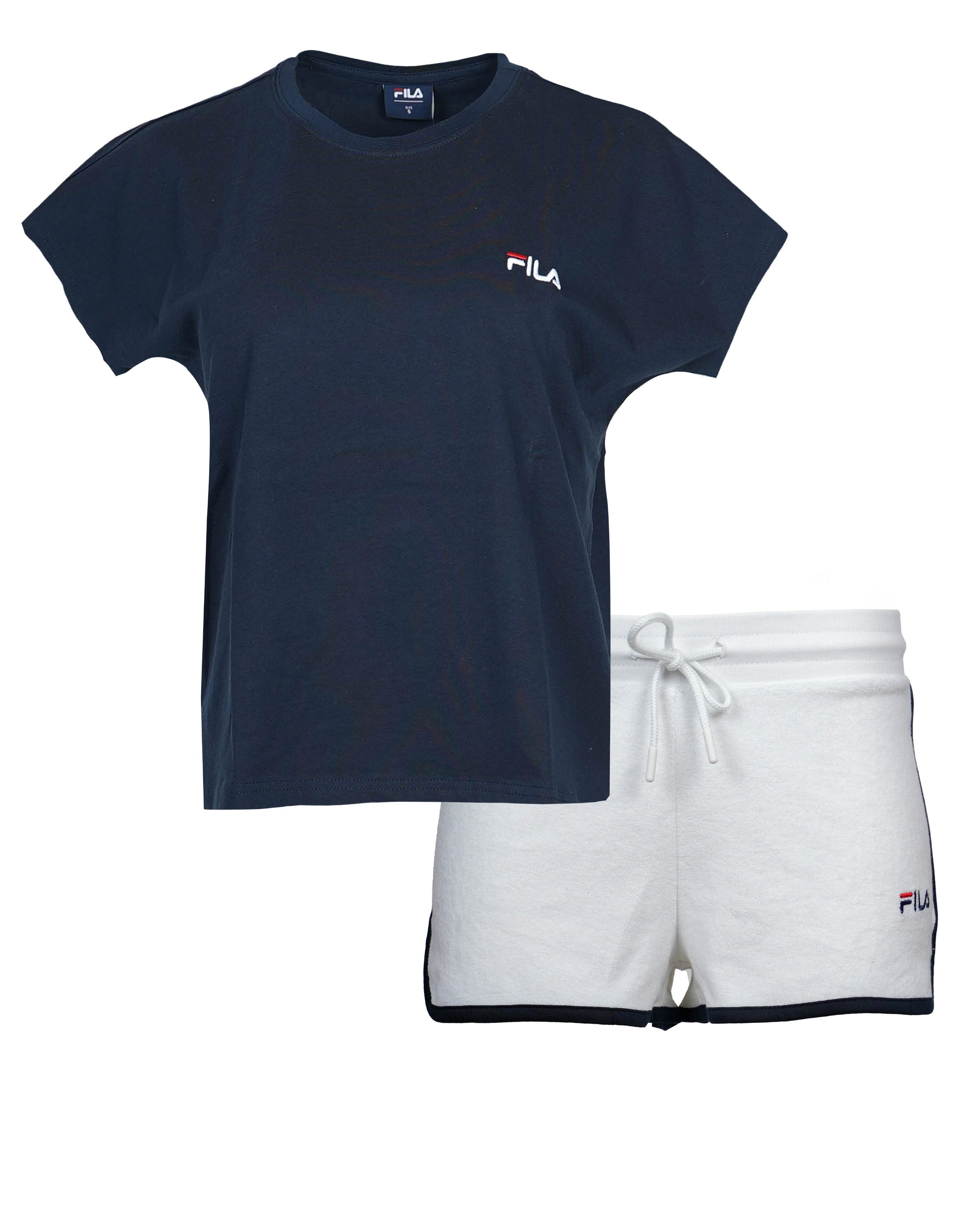 Fila Shorty WOMAN JERSEY TOP + TERRY SPONGE SHORTS PYJAMAS (2 tlg) mit kont günstig online kaufen
