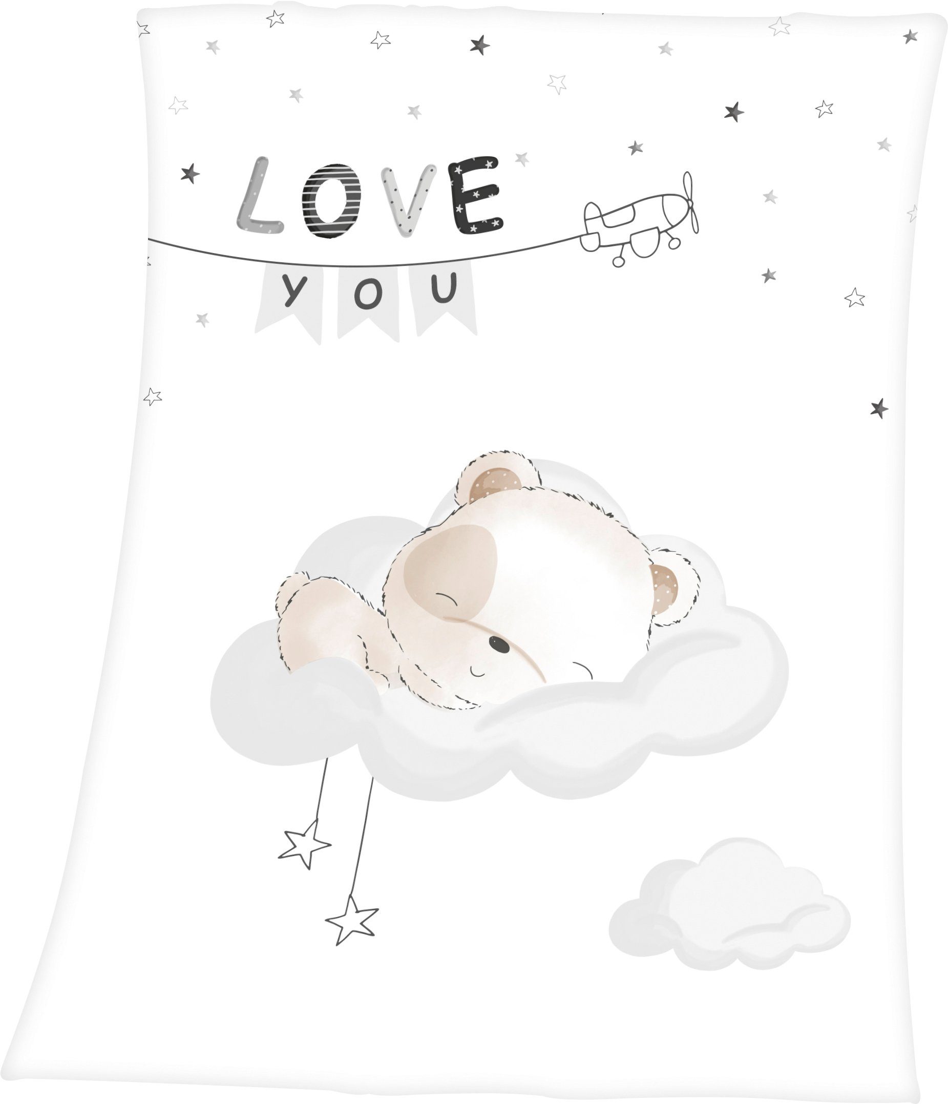 niedlichem Sleeping Best, und Design Schriftzug, Baby little Kuscheldecke bear, Babydecke mit Teddy