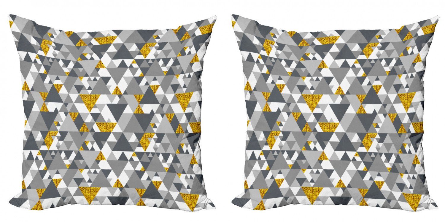 Doppelseitiger Modern Stück), Zag gelb Accent Zig (2 Digitaldruck, Abakuhaus Grau Kissenbezüge Triangles