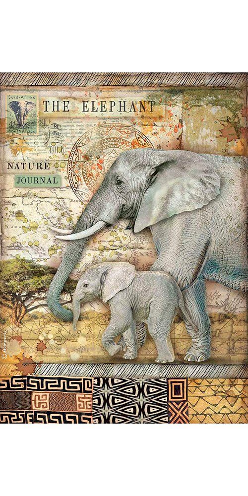 Stamperia Seidenpapier Elefanten, DIN A4