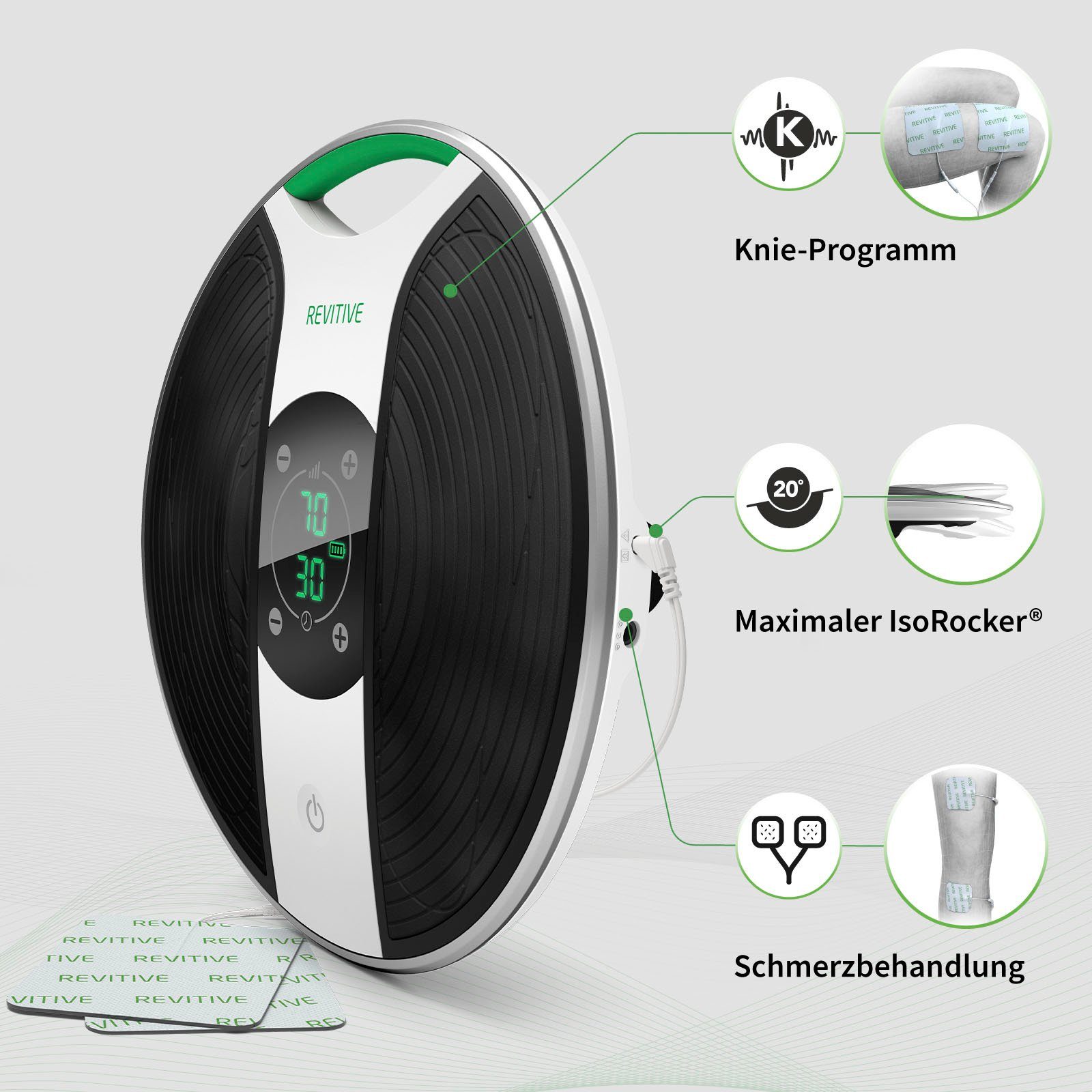 REVITIVE EMS-Fußmassage-Gerät Medic Plus Knie Durchblutungs-Stimulator, Lindert Beschwerden, schlechte Durchblutung, Schwellungen, Krämpfe