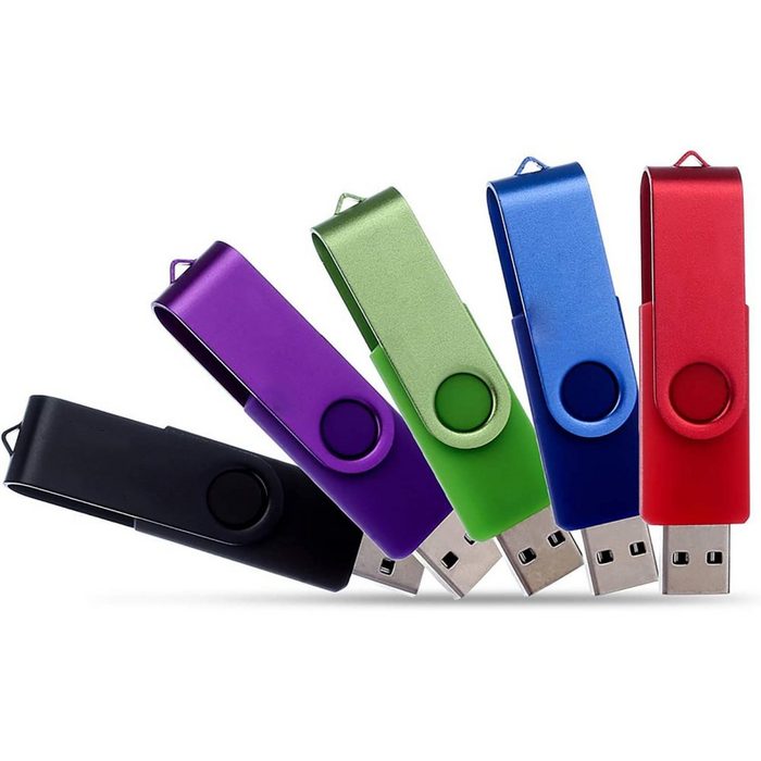 GelldG 5 Stück 32GB USB Stick Speicherstick Rotate Metall Mehrfarbig USB-Adapter