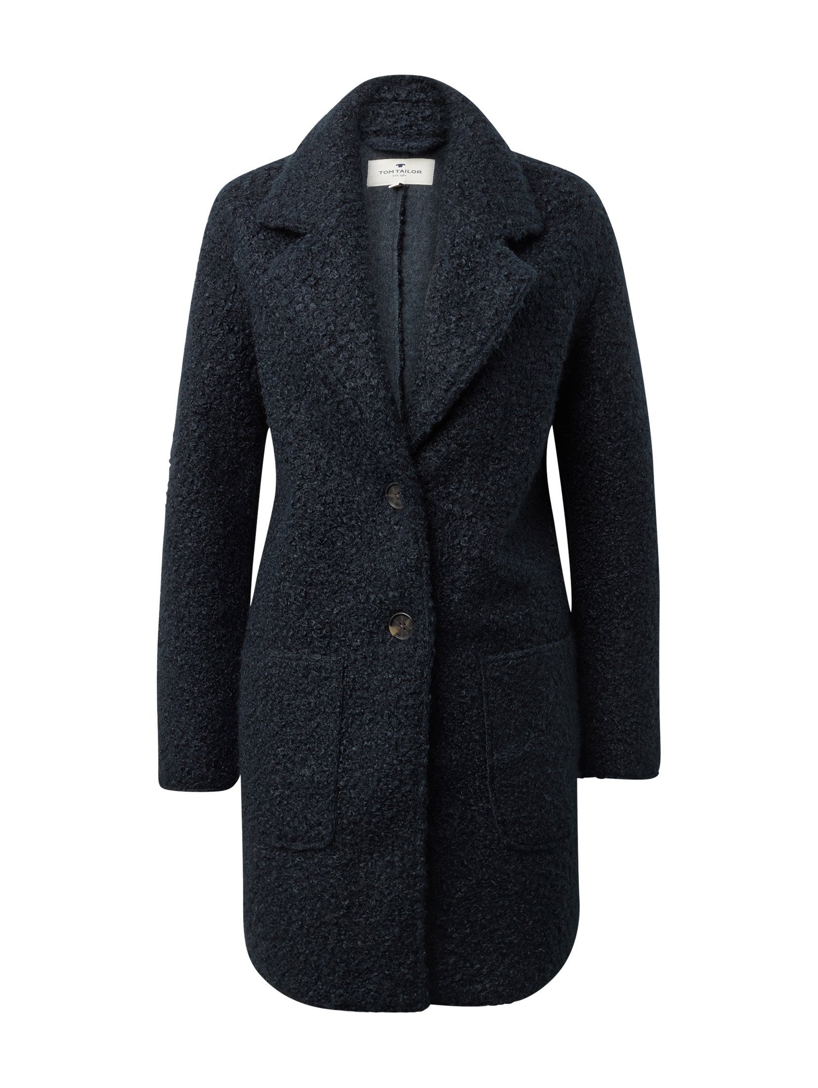 TOM TAILOR Damen Boucle Mantel – Karomuster, Regular Fit, Rückenlänge Ca. 94 Cm (Gr. M)