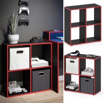 Vicco Raumteiler Standregal Bücherregal TETRA 4 Fächer Schwarz Rot