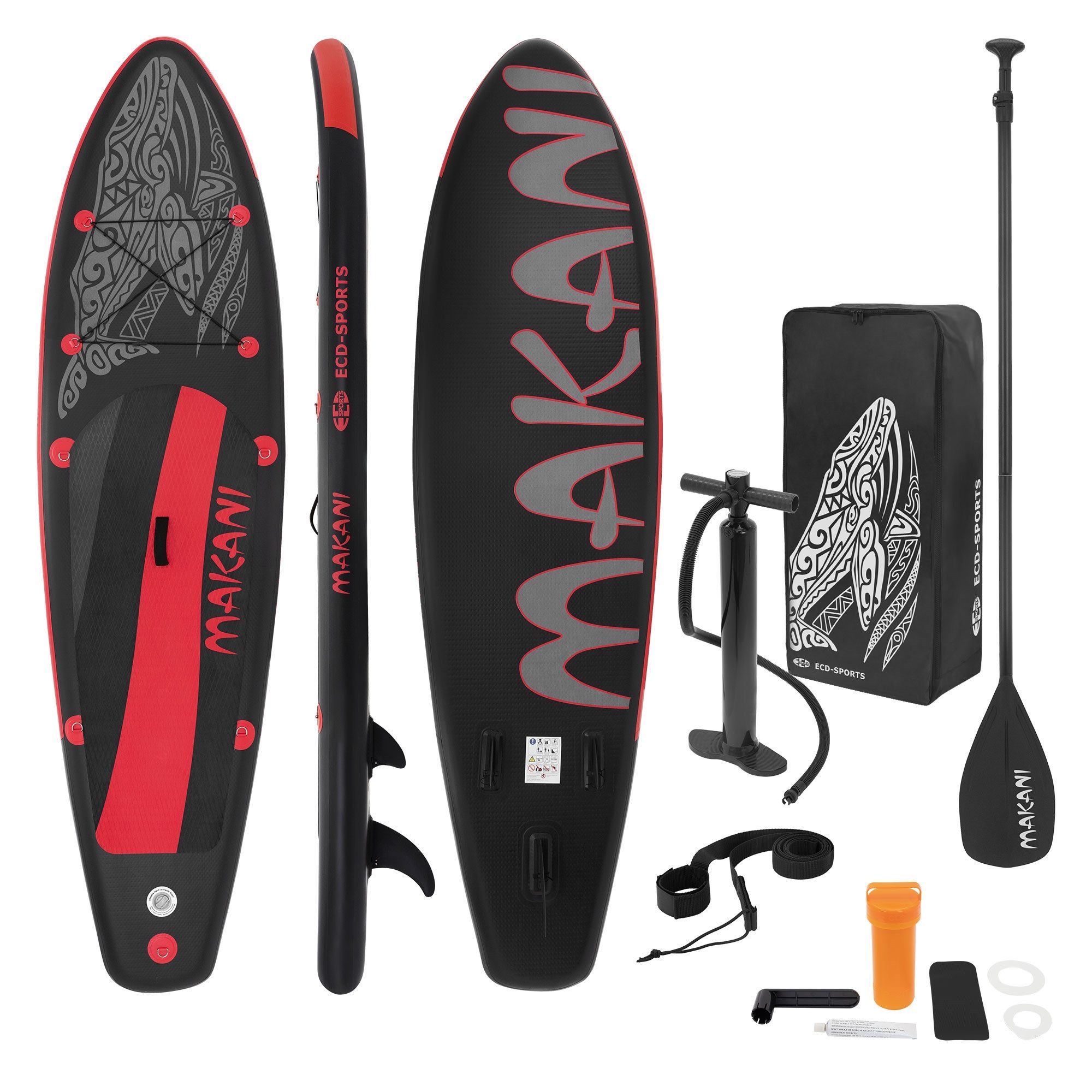 ECD Germany SUP-Board Stand Up Paddle Board aus PVC Paddelboard Paddling Board, Stand-Up Paddle-Board, SUP Board 320x80x15 cm 120 kg Traglast rutschfest bunt inkl Zubehör