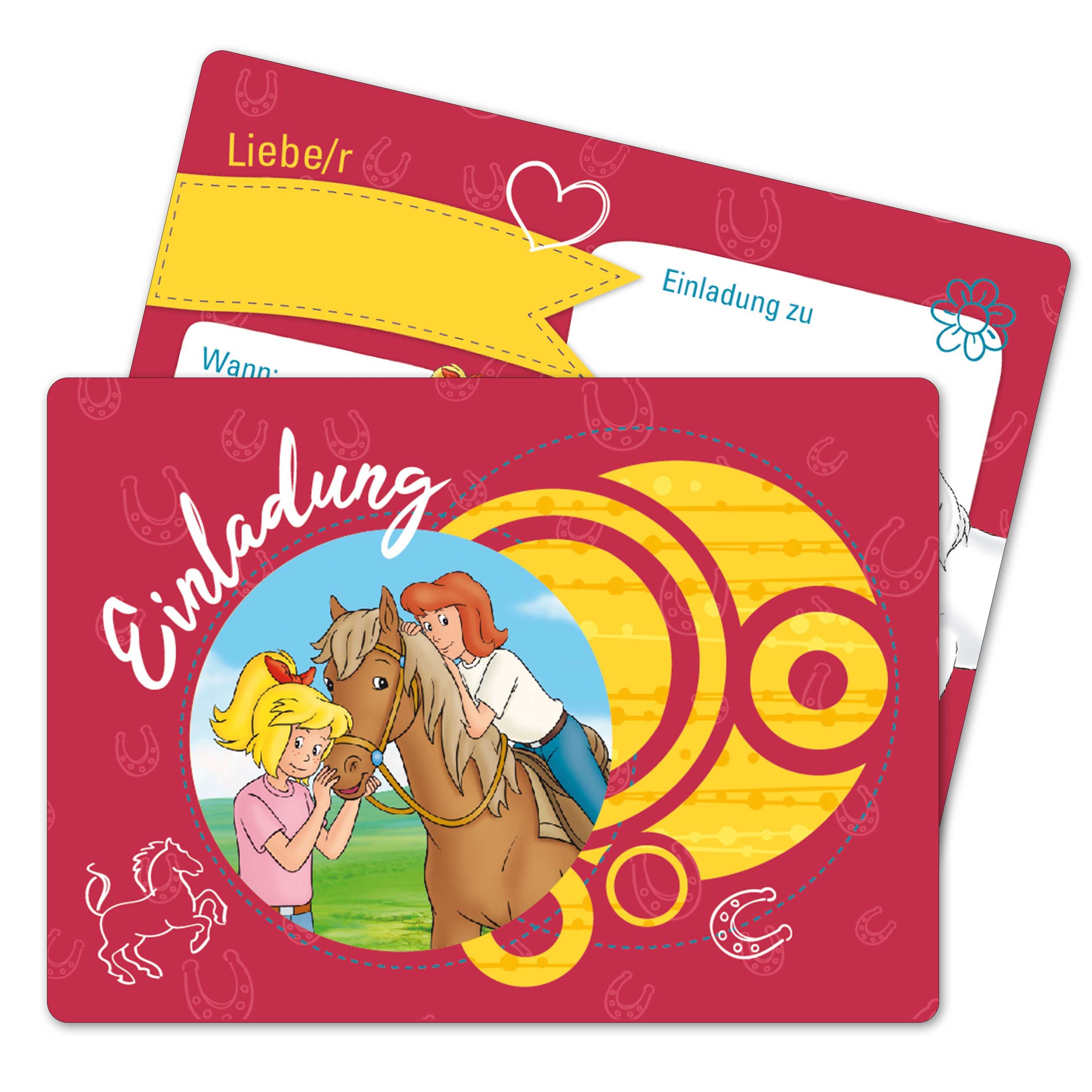 PAPIERDRACHEN Einladungskarten 12 Einladungskarten Kindergeburtstag - Bibi und Tina Glitzer, Made in Germany