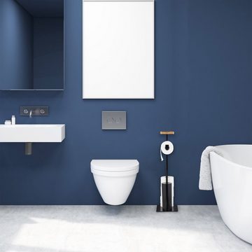 relaxdays Badezimmer-Set WC Garnitur 3in1 mit Ablage