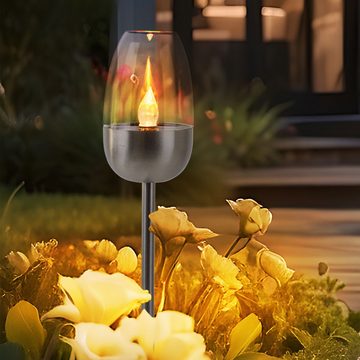 Expo Börse LED Solarleuchte, Leuchtmittel inklusive, Warmweiß, Solarlampe Außenleuchte Gartenlampe LED Wegelampe Höhe 112cm 2er Set