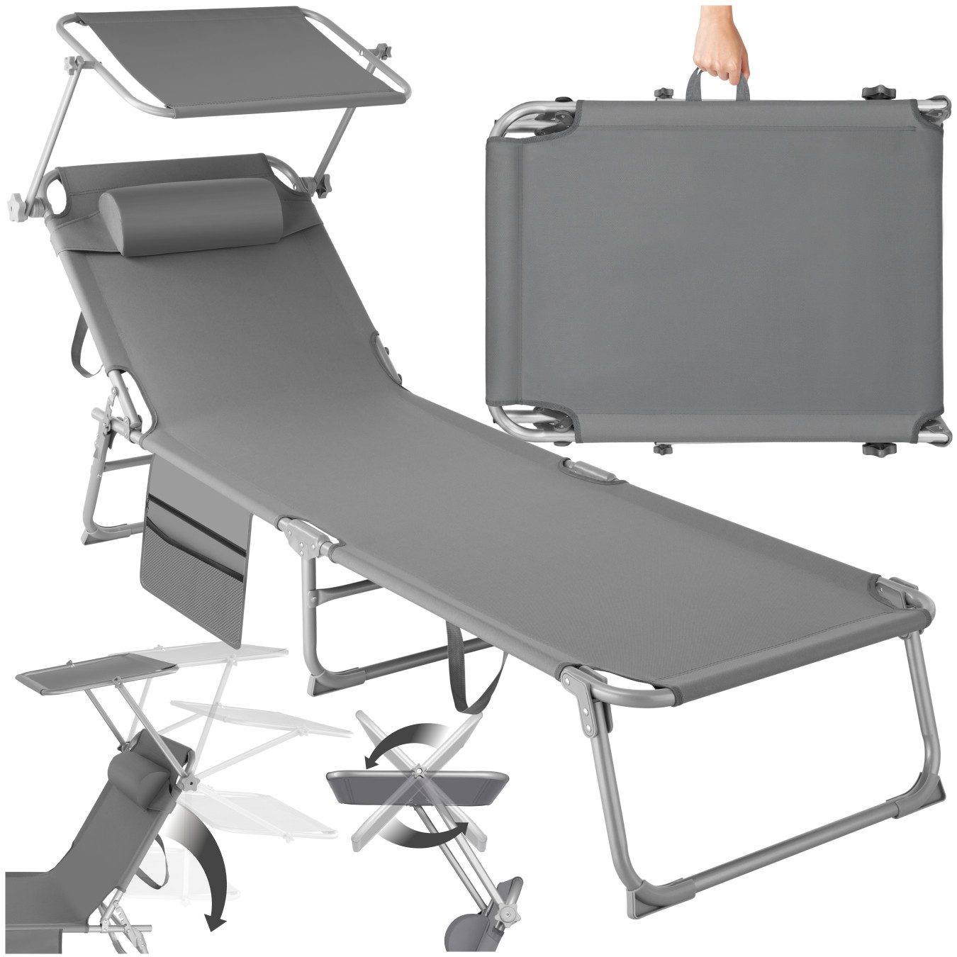 tectake Gartenliege Sonnenliege, 1 St., Äußerst komfortable, klappbare Sonn günstig online kaufen