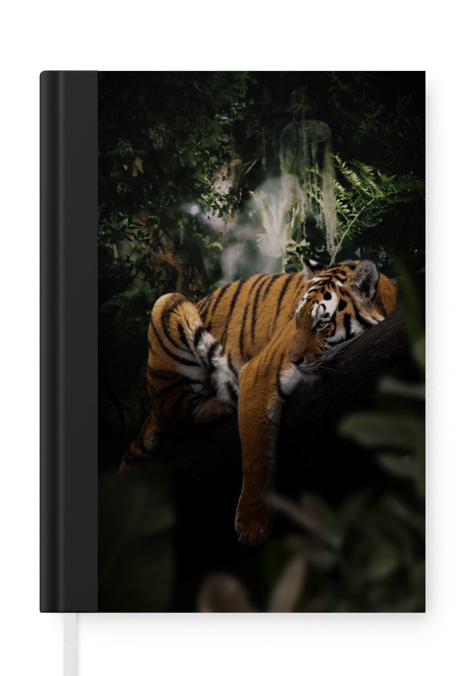 MuchoWow Notizbuch Tiger - Dschungel - Baum, Journal, Merkzettel, Tagebuch, Notizheft, A5, 98 Seiten, Haushaltsbuch