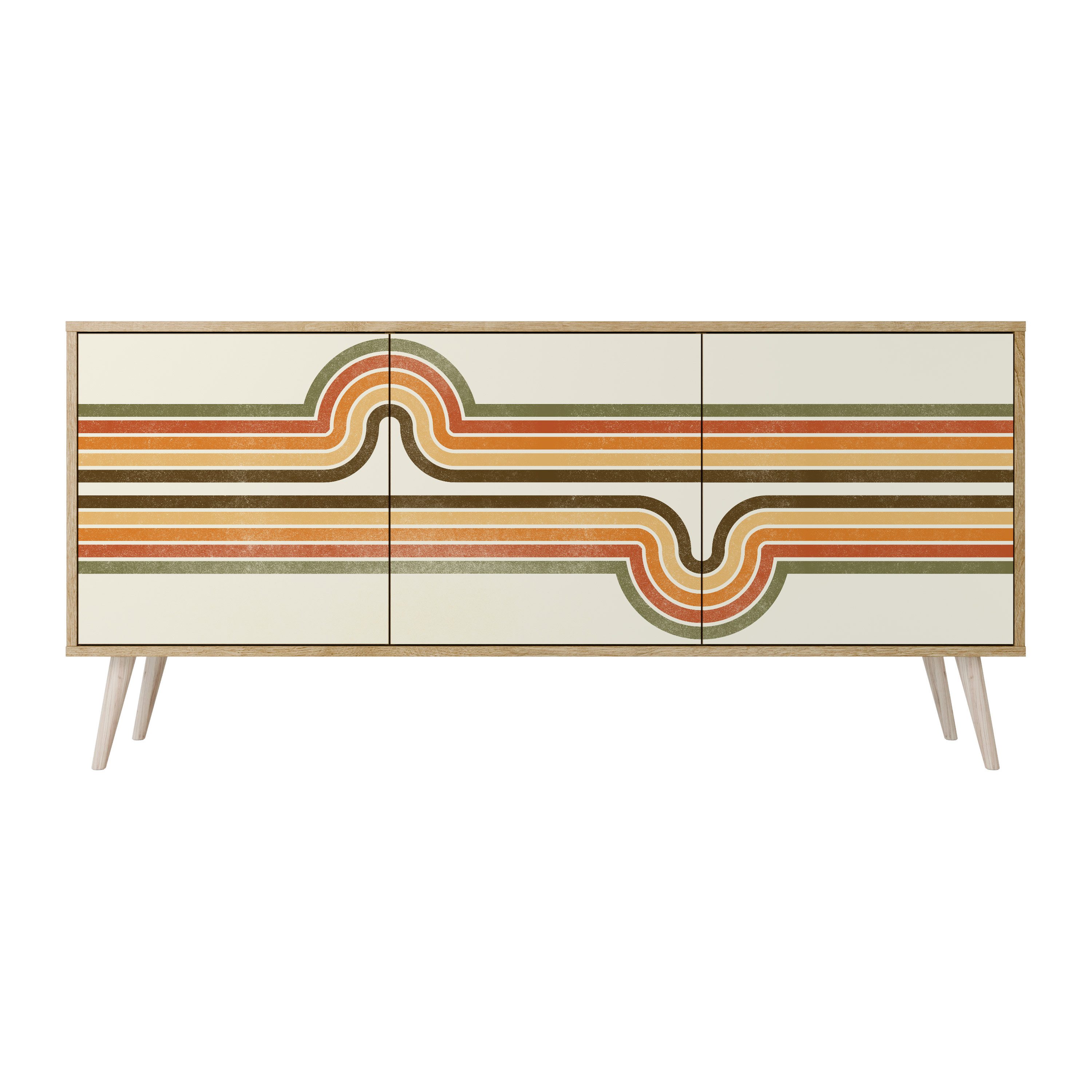 SPACEREBELS Kommode Sideboard Komodenschrank Möbel für Wohnzimmer Flur Esszimmer (3 Türen), Sideboard Komodenschrank Möbel für Wohnzimmer mit 2 Türen oder mit