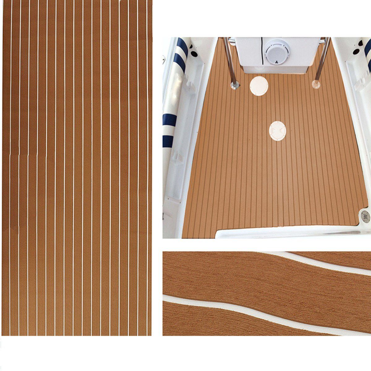Insma Bodenmatte (1-St., 240x90cm, Bodenbelag Matte Deck Yacht Pad Braun Selbstklebend EVA Boot Teppich Schaum 6mm)
