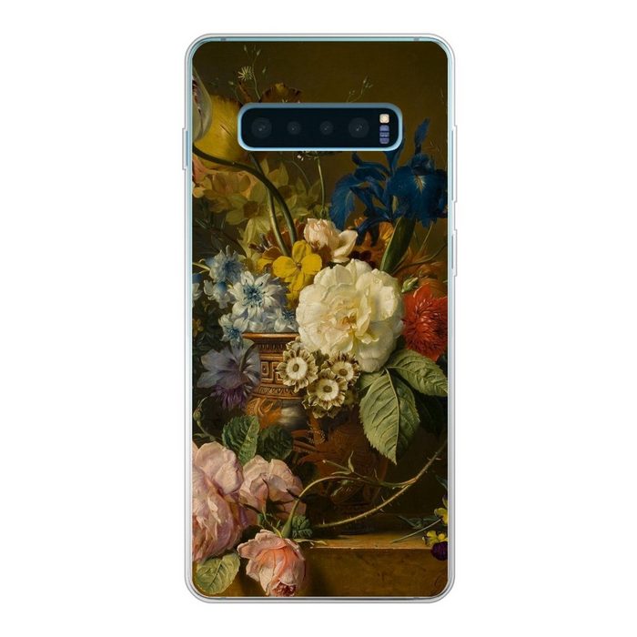MuchoWow Handyhülle Stilleben mit Blumen - Gemälde von G.J.J Van Os Phone Case Handyhülle Samsung Galaxy S10+ Silikon Schutzhülle