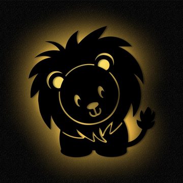 Namofactur LED Nachtlicht Süßer Löwe Nachtlicht Kinder Wandlampe Kinderzimmer I MDF Holz, LED fest integriert, Warmweiß