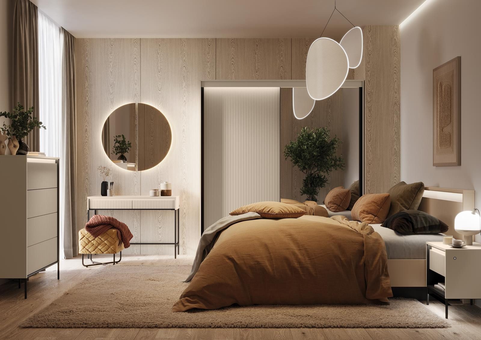 Compleo Schwebetürenschrank 200 cm breit FLORE, günstig online kaufen
