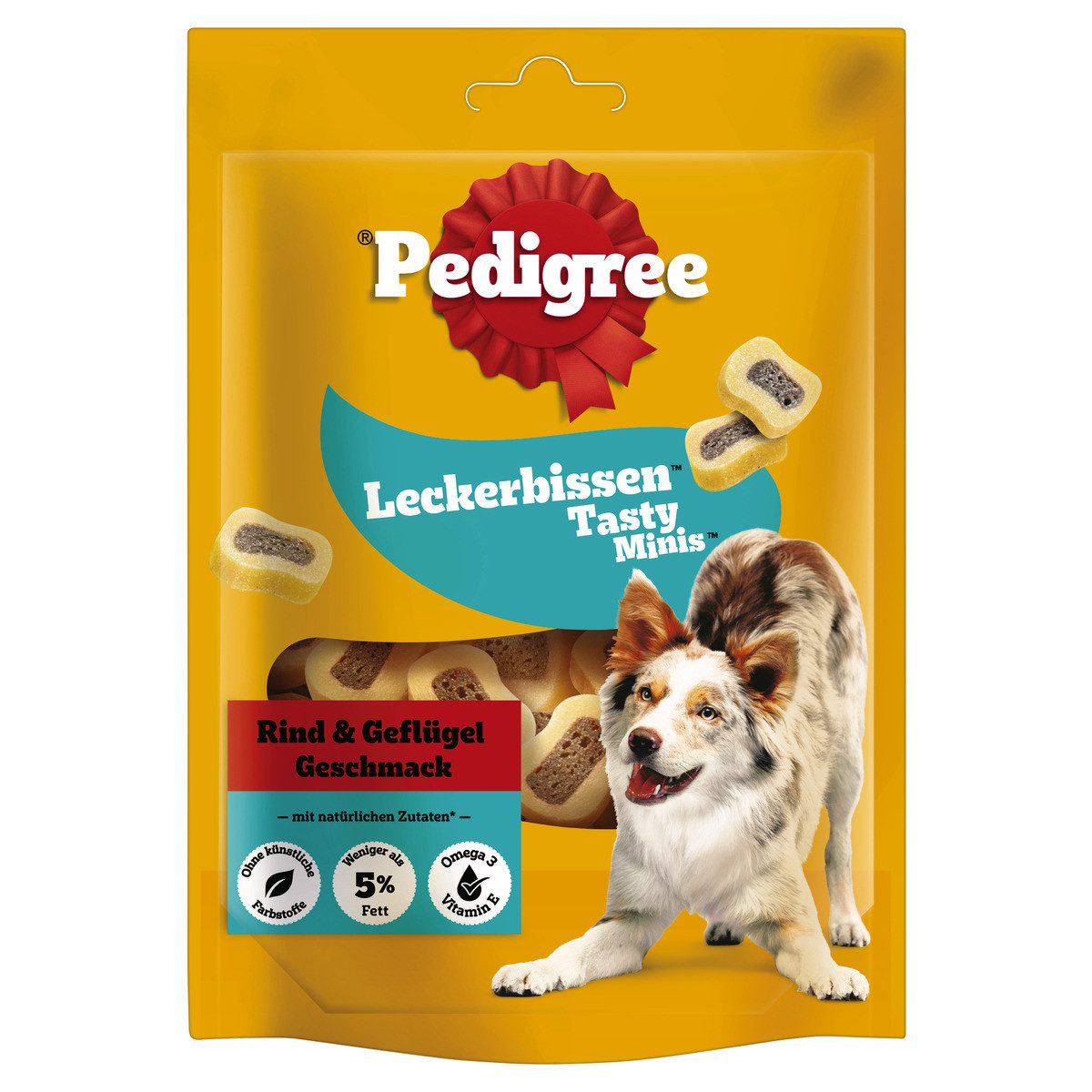 Pedigree Leckerbissen Tasty Minis mit Rind und Geflügel 155 g - 6 Stück, Snack für: Hund