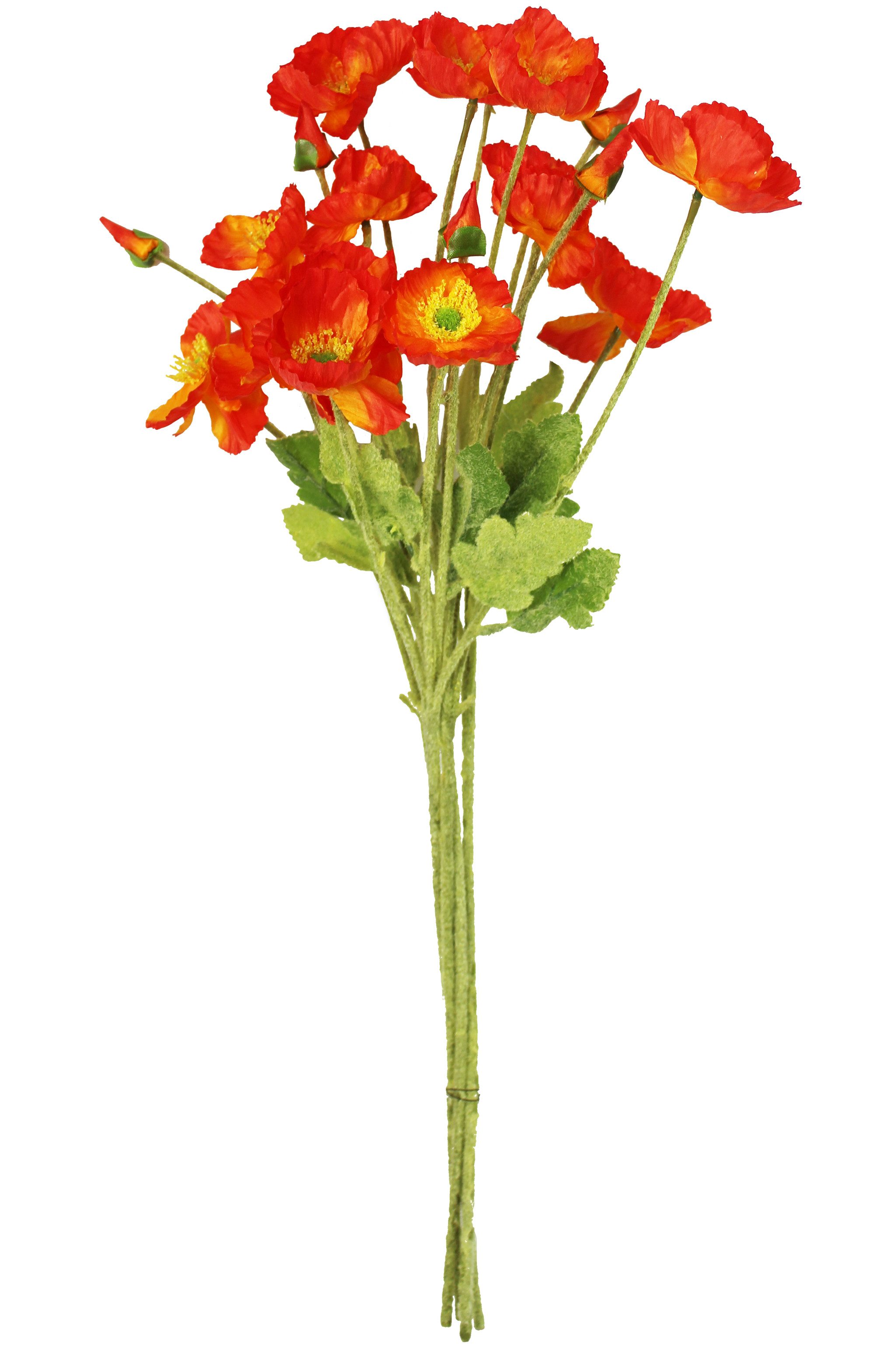 Kunstblume künstliche Mohnblumen im 5er Set 60 cm 20 Blüten Kunstblumen
