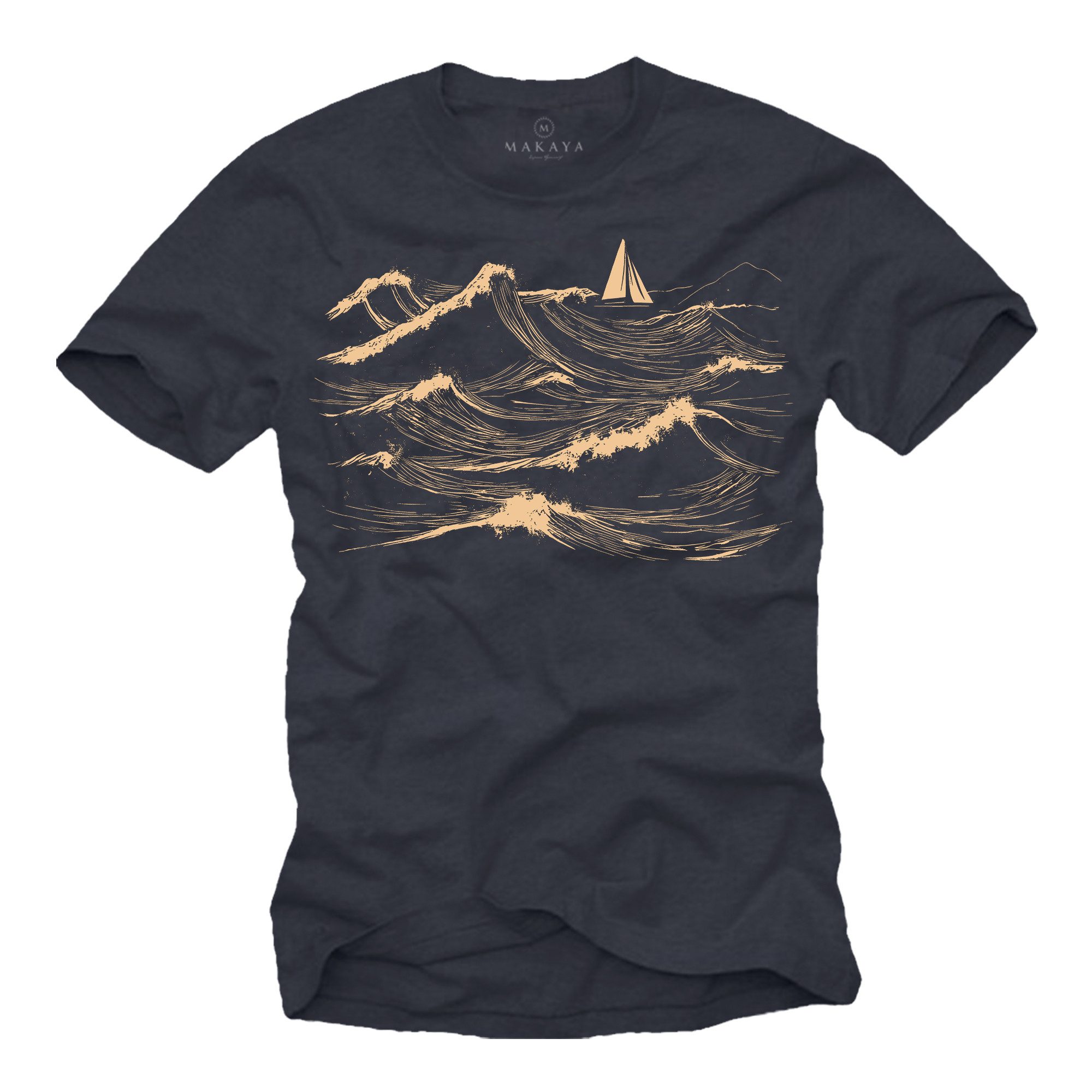 T-Shirt Kurzarm Herrenshirt für Segler mit Segelmotiv & Boot Design