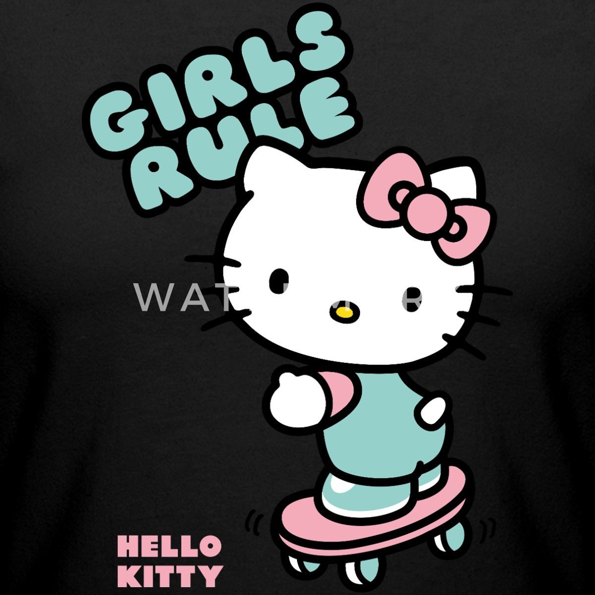 Spreadshirt T-Shirt Hello Kitty Auf Skateboard Girls Rule Crop Top (1-tlg)