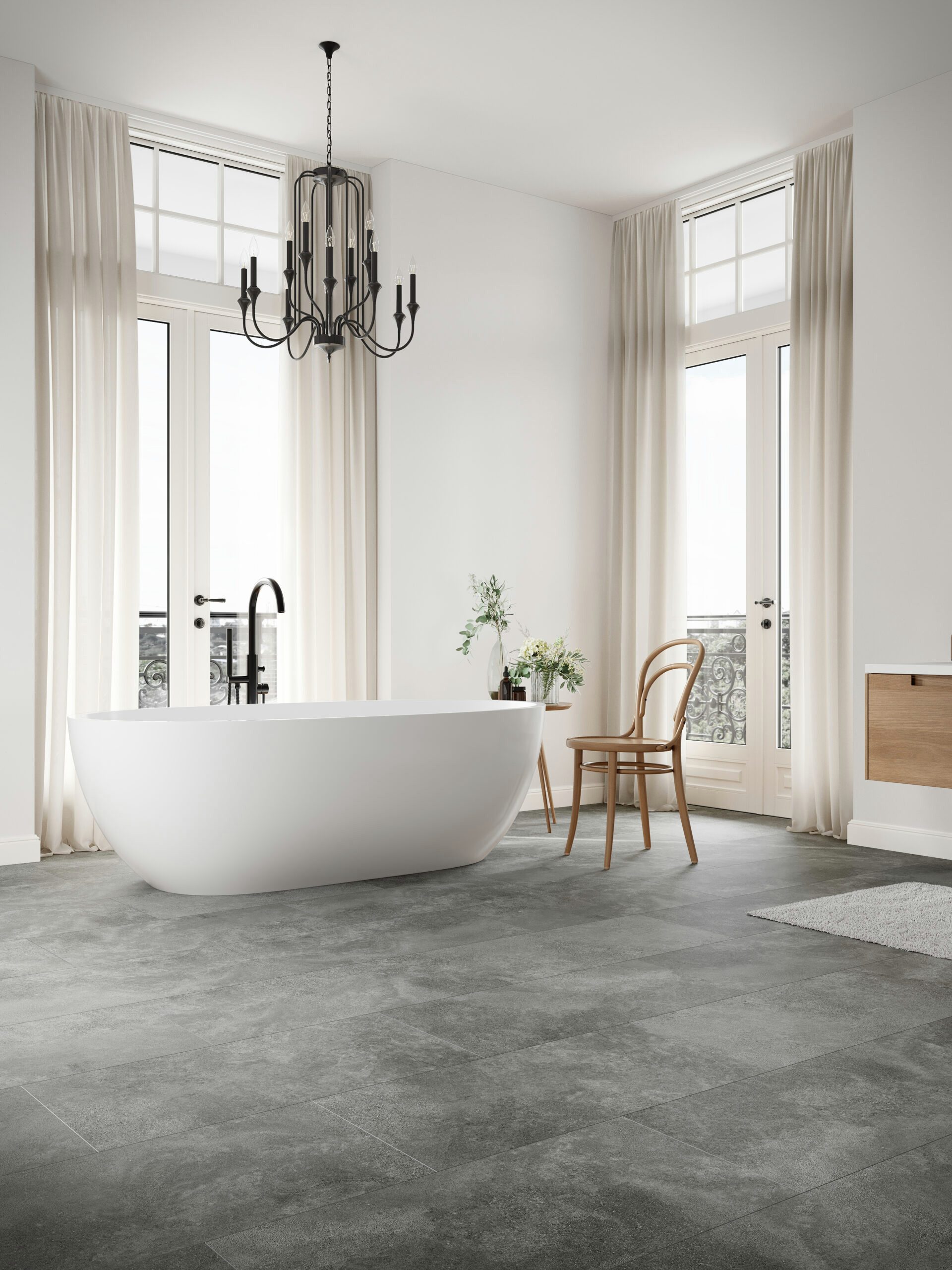 FALQUON GmbH Vinylboden The Floor Stone 800x400x6mm - SPC Vinylboden -, Fliesenoptik, inkl. Trittschalldämmung - Made in Germany -, Packung, In 1 Packung: 6 Paneele - 1,92m², 1 Packung: 6 Paneele - 1,92 m²