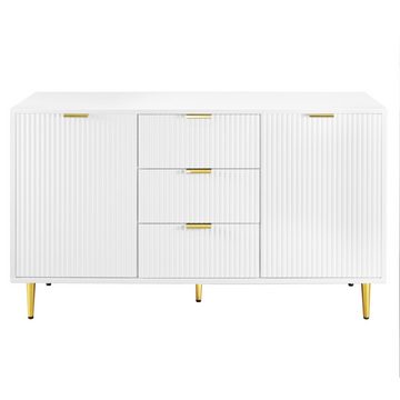 BlingBin Sideboard Ablageschrank (120*40*75 cm), 2 Türen, 3 Schubladen, verstellbarer Einlegeböden, Kein Lärm