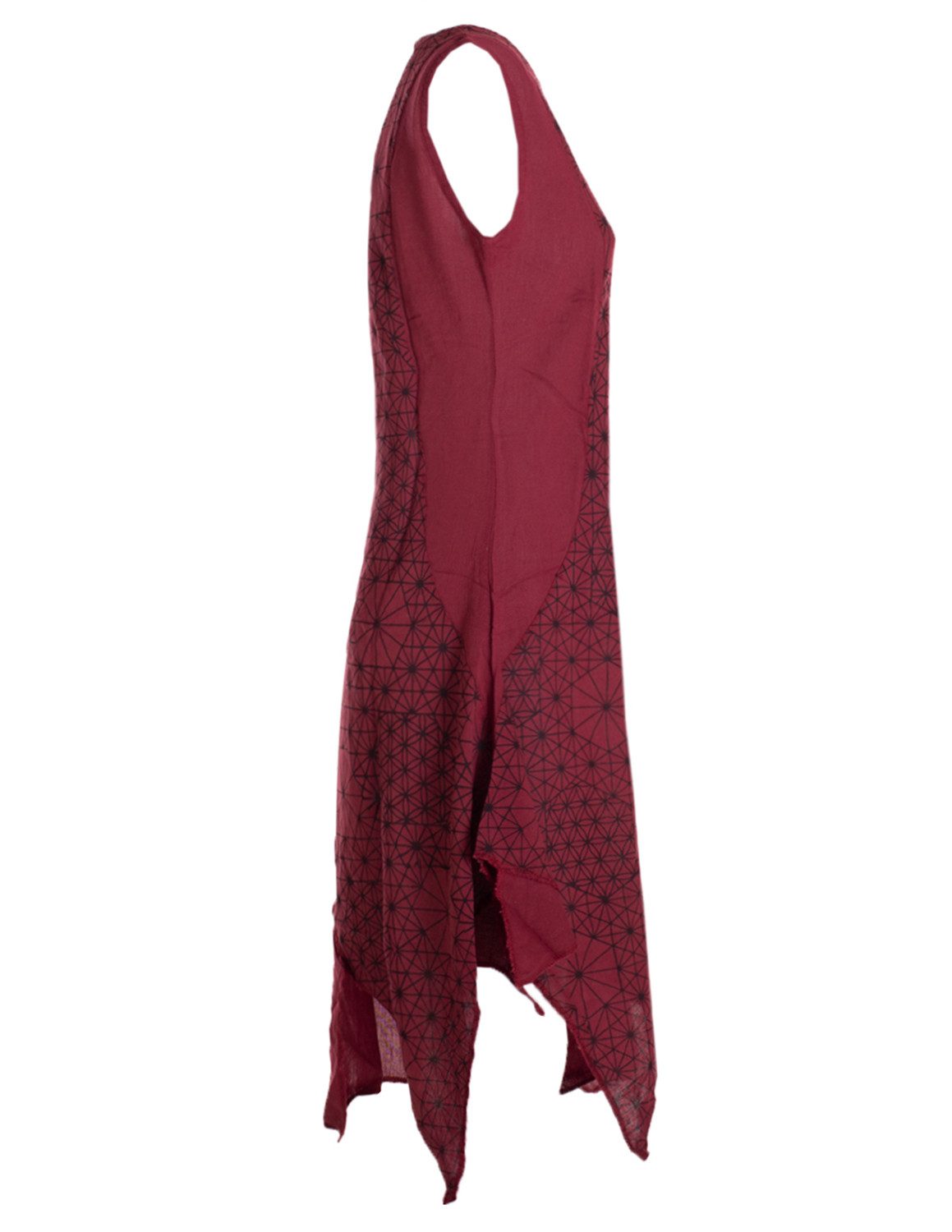 Vishes Midikleid Damen knielanges Kleid Baumwolle Geometrisch Lagenlook Armlos Alternative Bekleidung, Ethno, Hippie, Retro Style – Bild 3 von 4