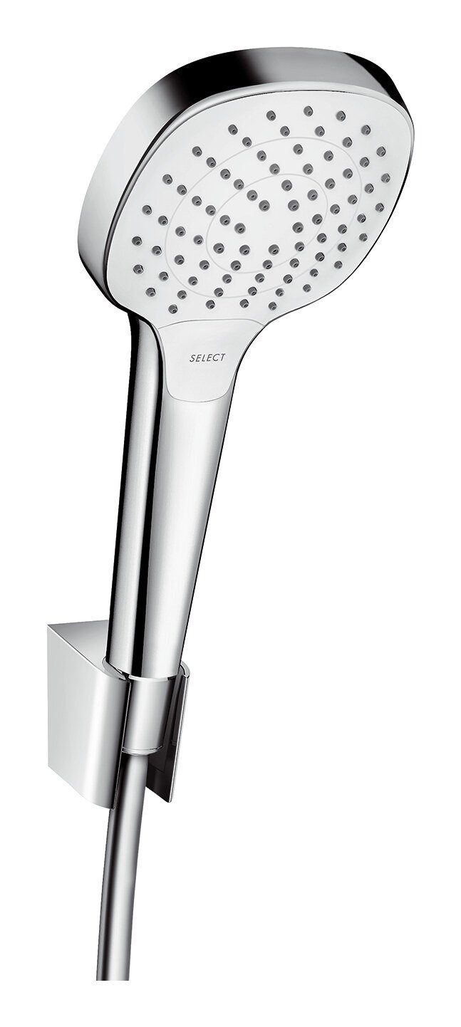 hansgrohe Handbrause Croma Select / mit E, - 1600 mm Chrom Weiß 110 Vario Brauseschlauch Brausehalterset