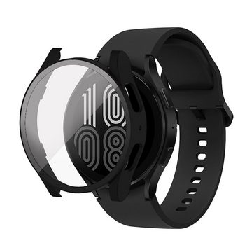 Wigento Smartwatch-Hülle Für Samsung Galaxy Watch 5 40 mm 360 Grad Schock Hülle + H9 Hart Glas Tasche Etuis Schwarz