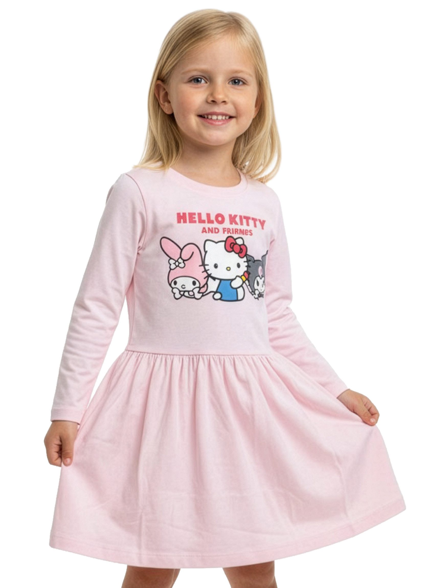A-Linien-Kleid Hello Kitty Kleid Kuromi My Melody Friends Kleidchen Rock langarm