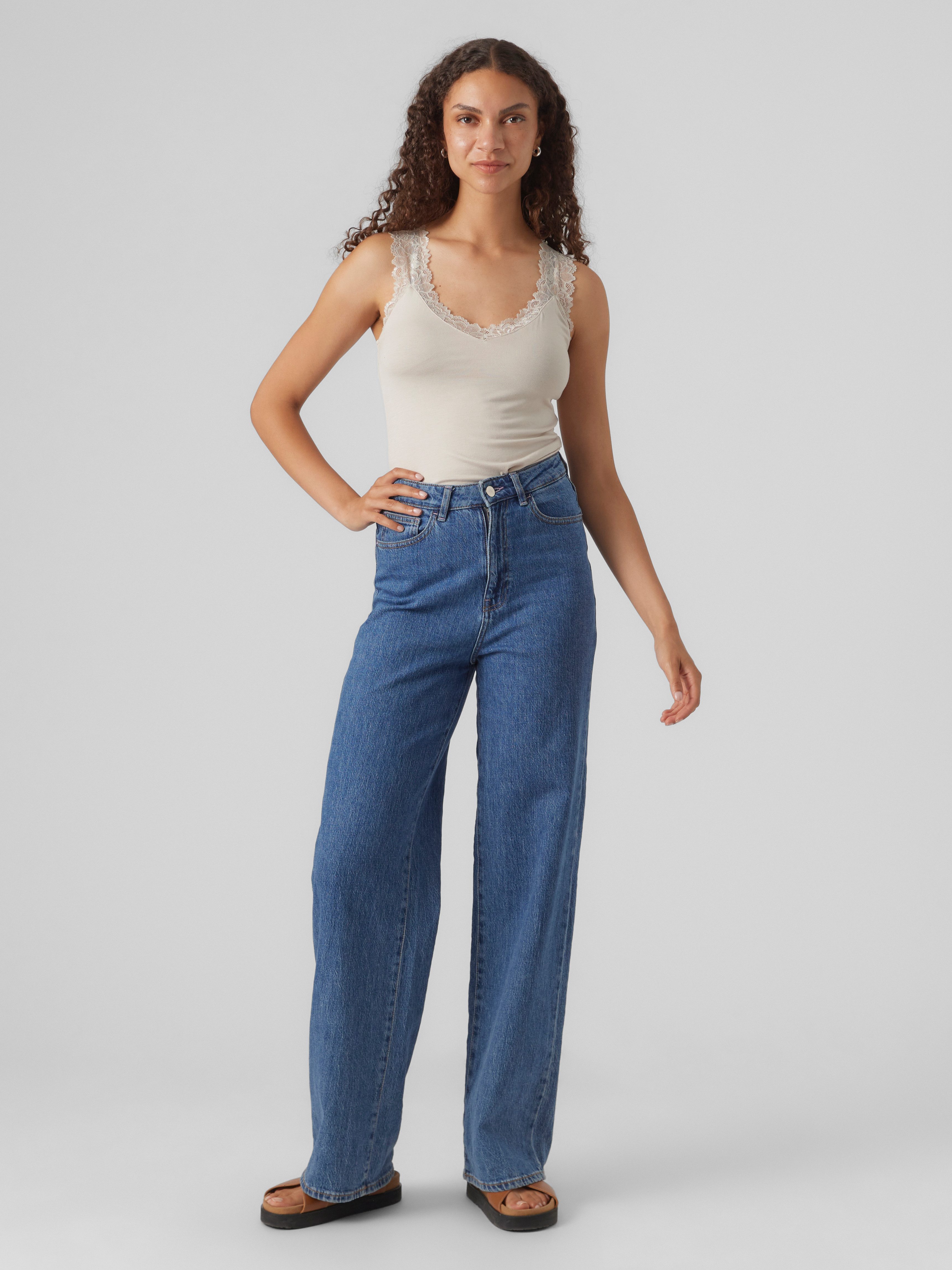 Vero Moda Spitzentop VMROSA SL TOP JRS NOOS Viskosemischung