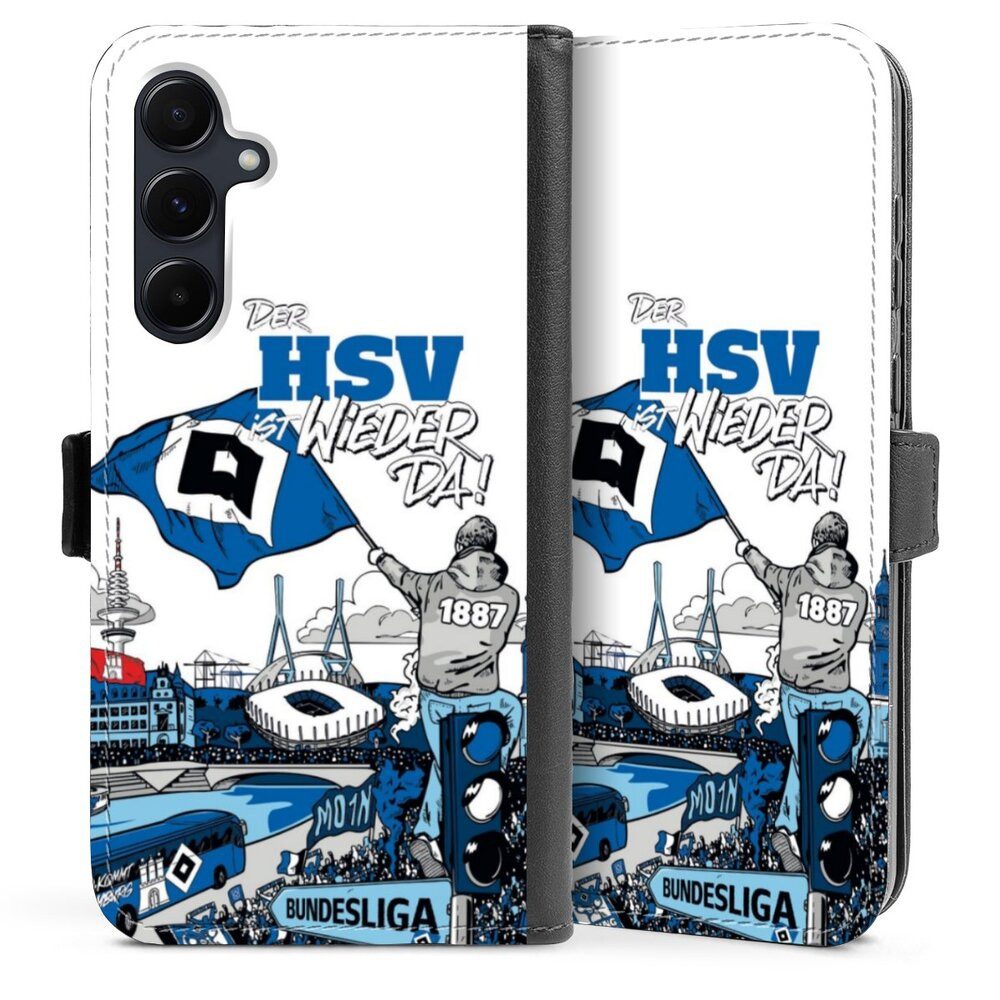 DeinDesign Handyhülle Hamburger SV Offizielles Lizenzprodukt Aufstieg, Samsung Galaxy A55 5G Hülle Handy Flip Case Wallet Cover
