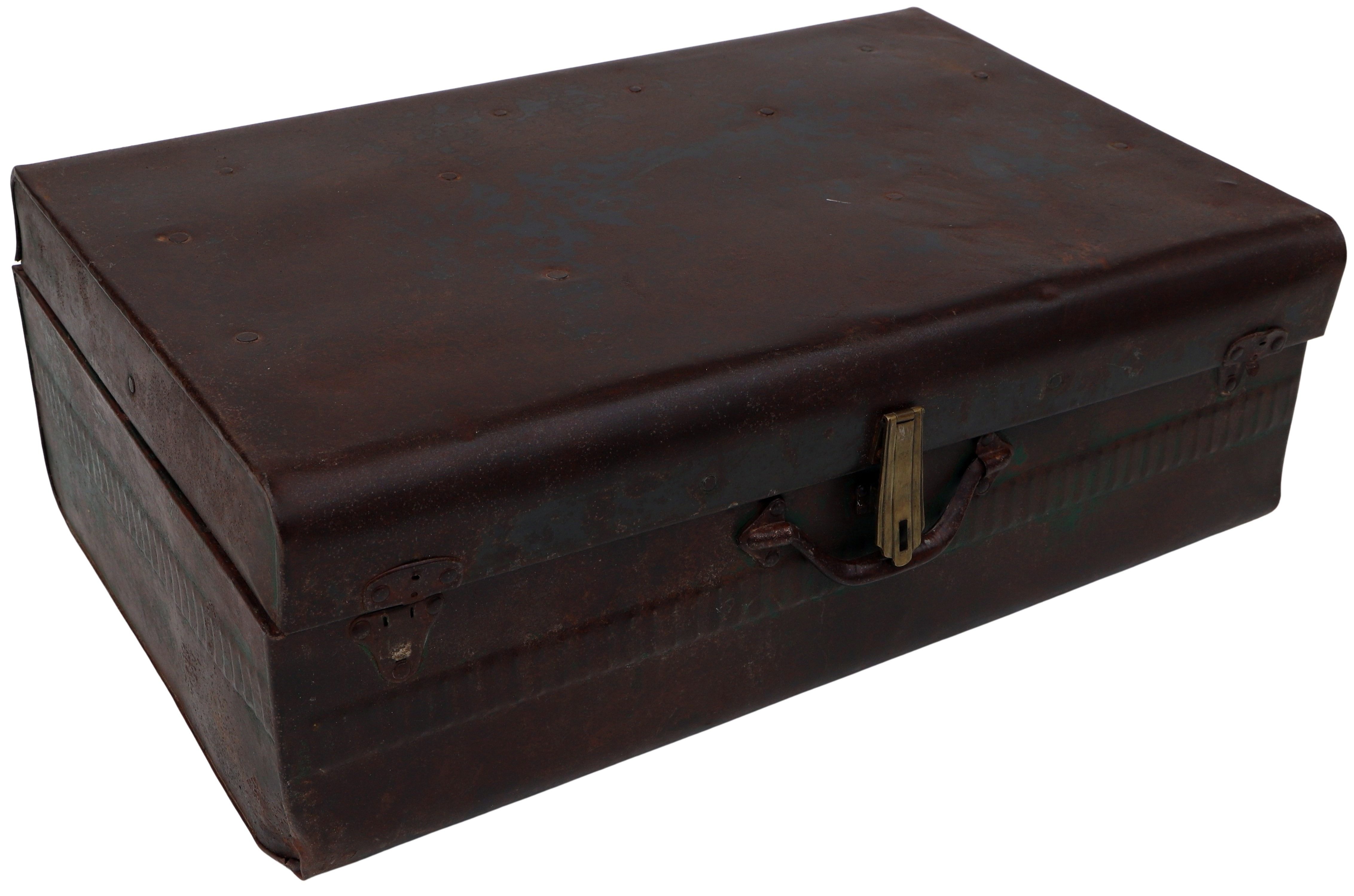Guru-Shop Truhenbank Alter Blechkoffer, antiker Metallkoffer -..