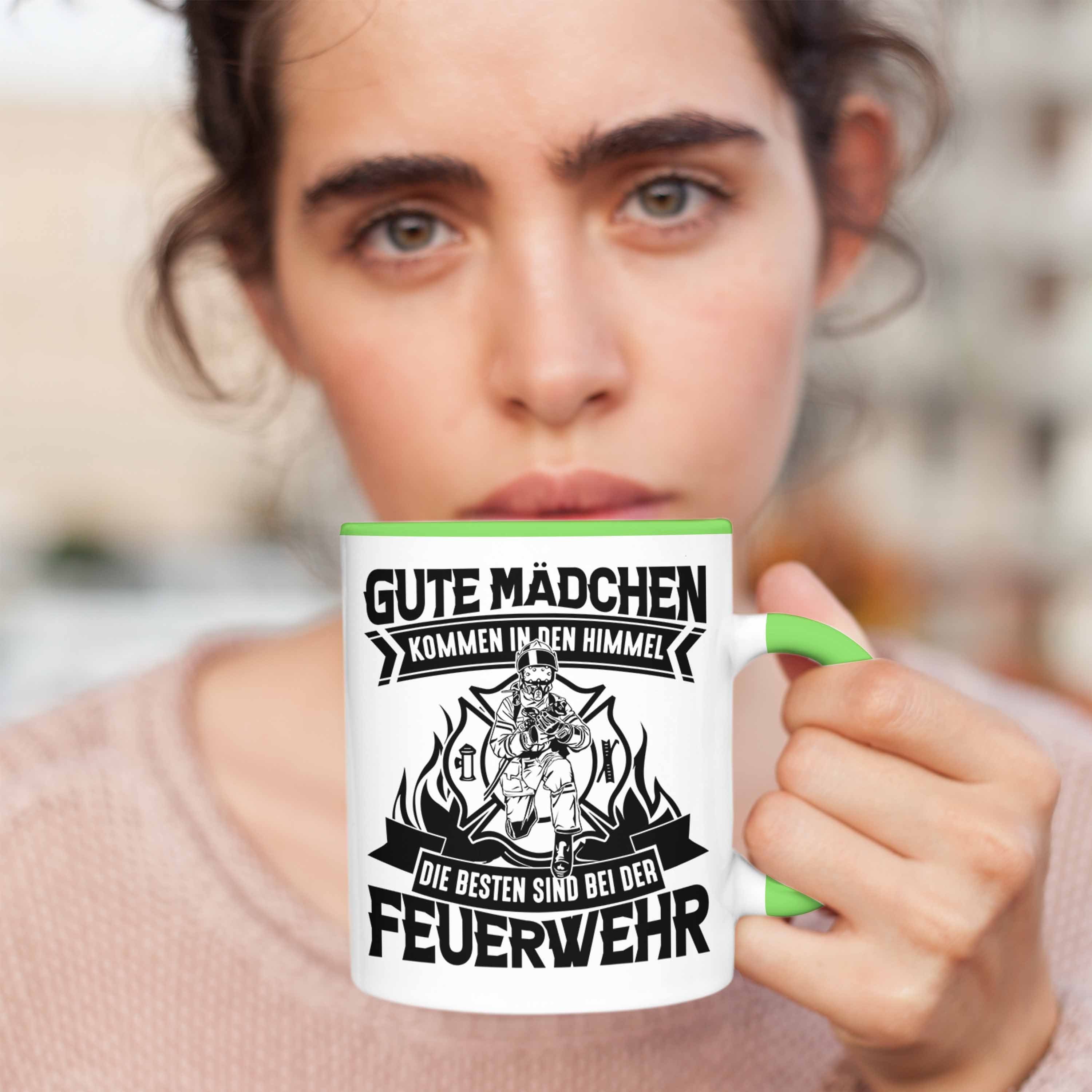 Trendation Tasse Feuerwehrfrau Tasse Den Gute Geschenk In Kommen Bes Mädchen Die Grün Himmel