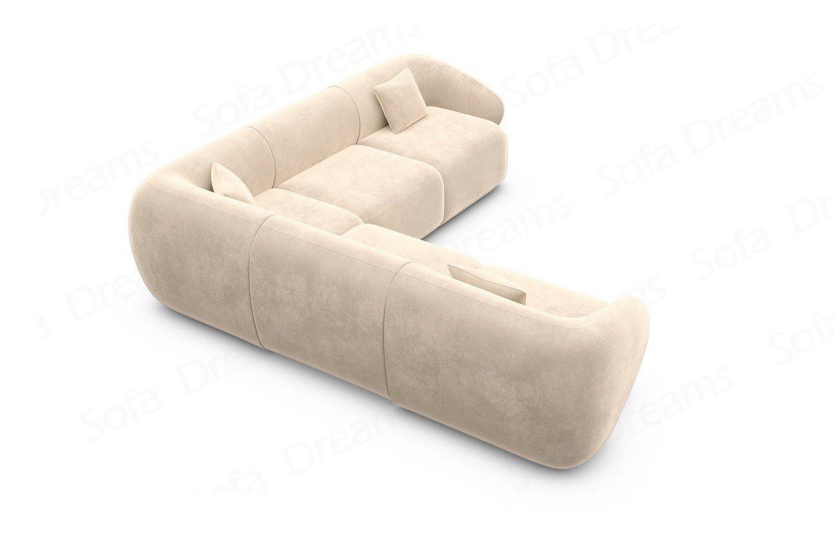 Dreams Sofa Polster beige02 Marbella L Design Sofa Stoffsofa, Ecksofa Form Samtstoff Loungesofa